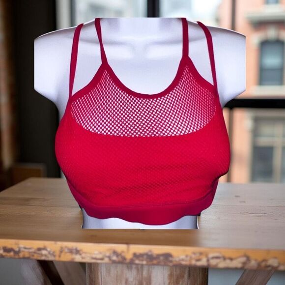 Til you collapse TYC Premium Fishnet Sports Bra Small 6 RED Mesh Gym - Picture 1 of 6